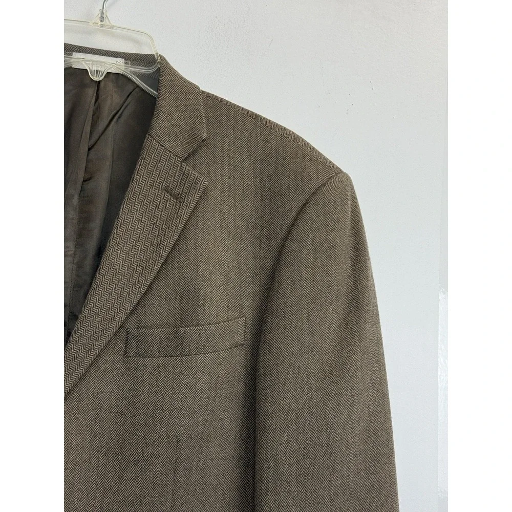 Geoffrey‎ Beene Men's Size 40R Brown Herringbone Wool Blazer Sports Coat Made